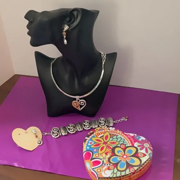 Brighton Pablos Passion Heart Pendant Necklace, Earrings, & Bracelet Set - Picture 1 of 7